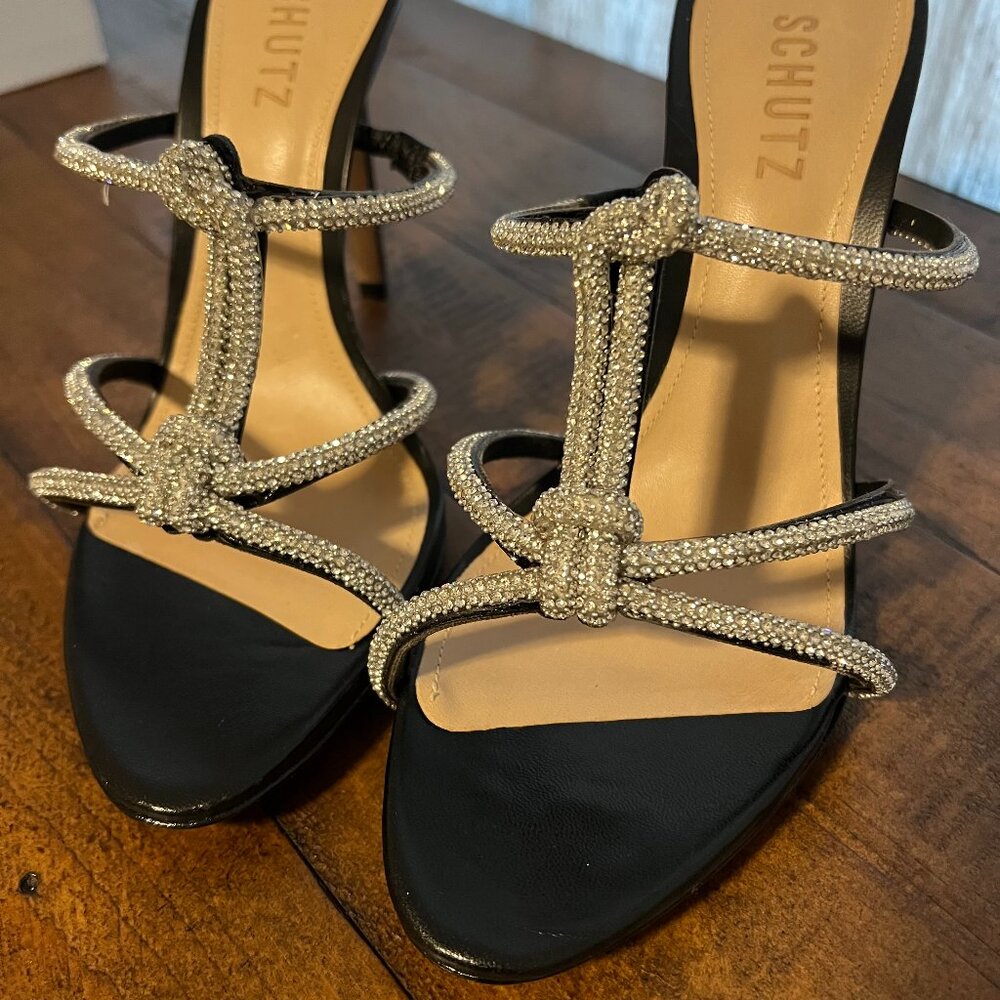 Schultz Naia Stilettos Black with Rhinestones Size 9 NWT